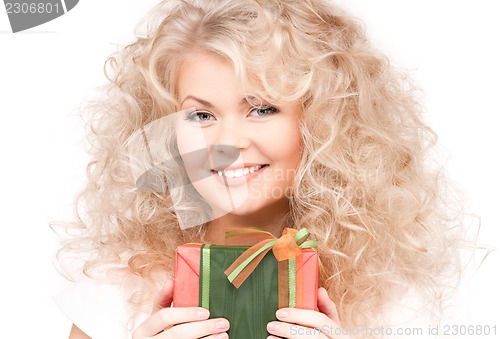 Image of happy girl with gift box