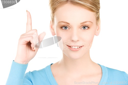 Image of woman with her finger up