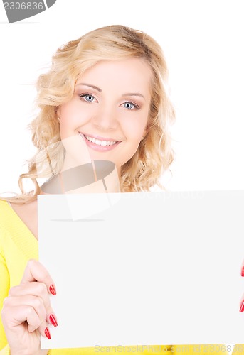 Image of happy girl with blank board