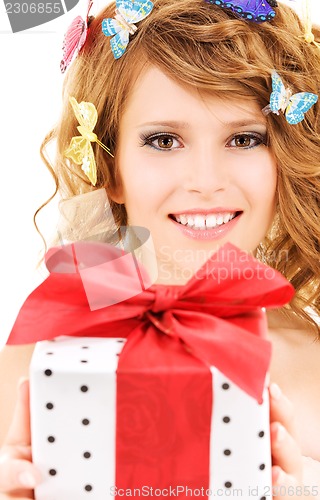 Image of butterfly girl with gift