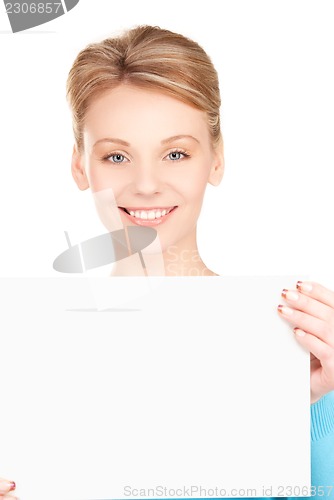Image of happy girl with blank board