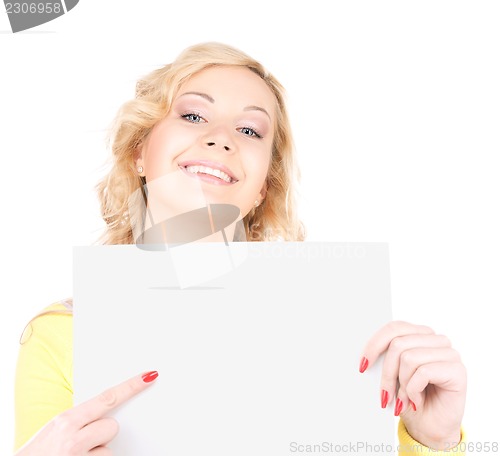 Image of happy girl with blank board