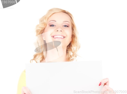 Image of happy girl with blank board
