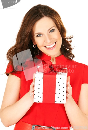 Image of happy woman with gift box