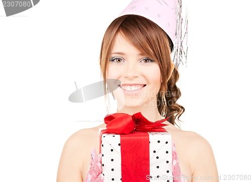 Image of party girl with gift box