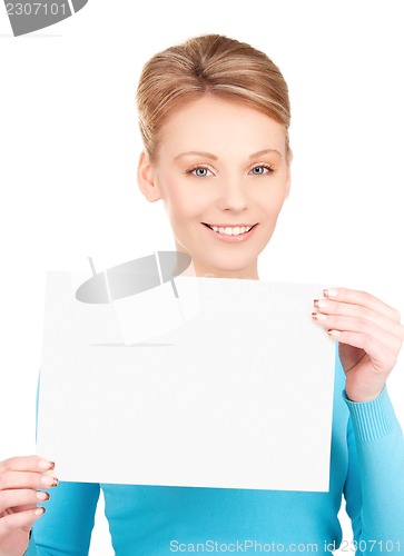 Image of happy girl with blank board