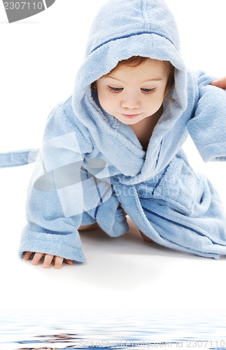 Image of baby boy in blue robe