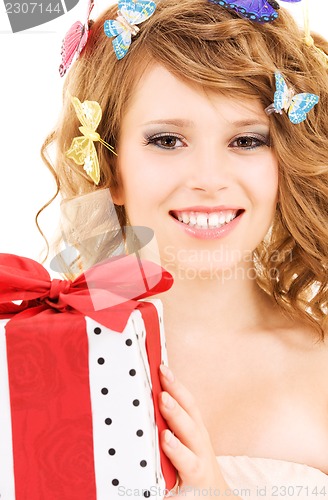 Image of butterfly girl with gift