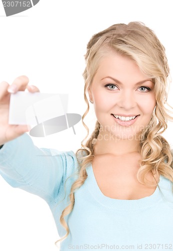 Image of happy girl with business card