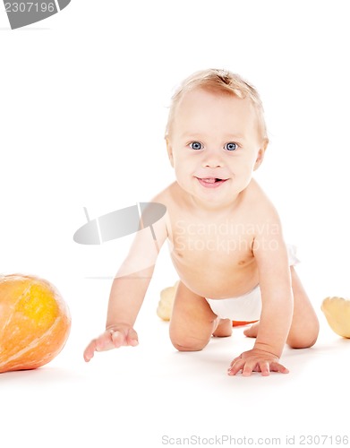 Image of baby boy with vegetables