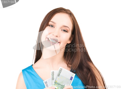 Image of lovely teenage girl with money