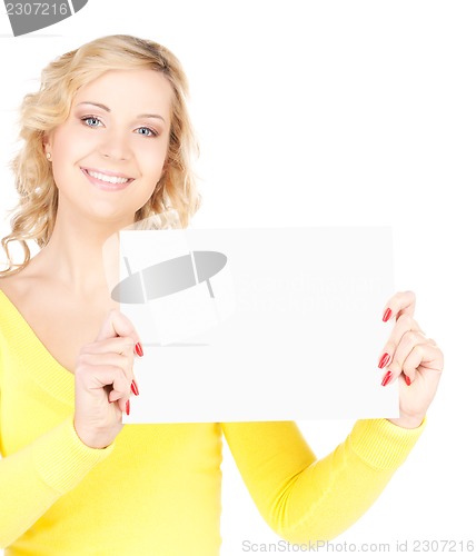 Image of happy girl with blank board