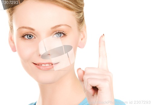 Image of woman with her finger up