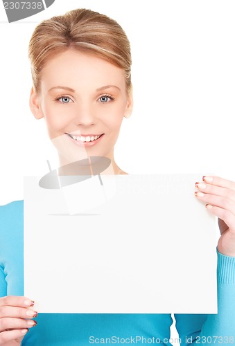 Image of happy girl with blank board
