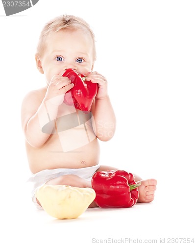 Image of baby boy with vegetables