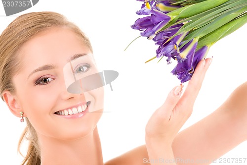 Image of happy girl with flowers