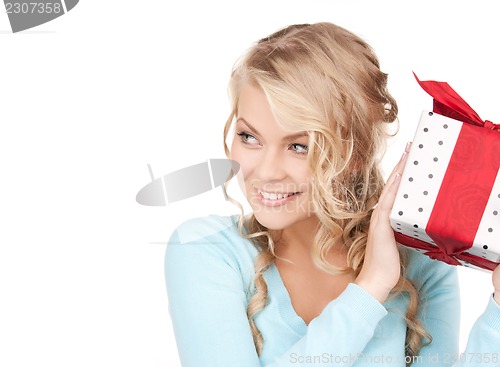 Image of happy girl with gift box