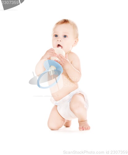 Image of baby boy with big pacifier