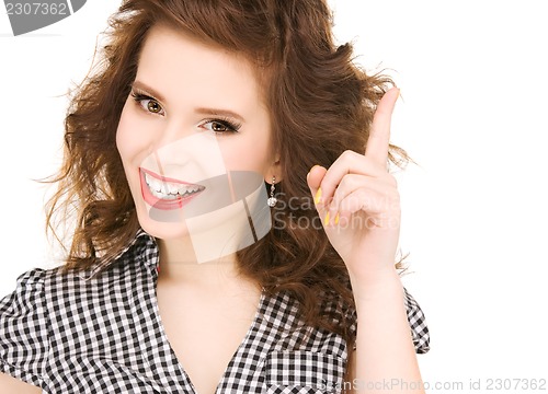 Image of teenage girl with her finger up