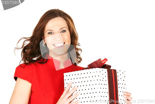 Image of happy woman with gift box