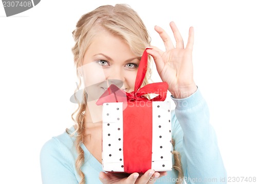 Image of happy girl with gift box