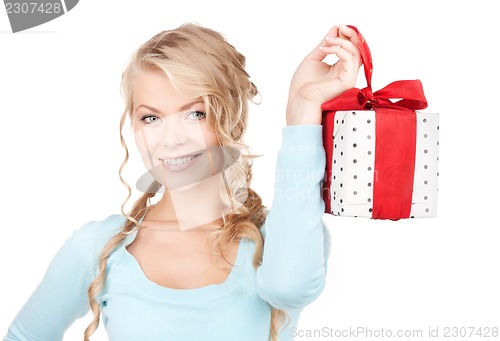 Image of happy girl with gift box