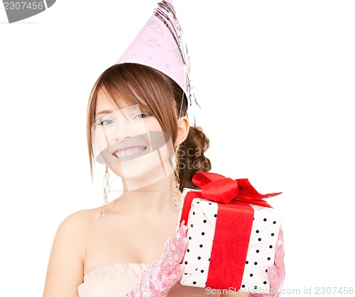 Image of party girl with gift box