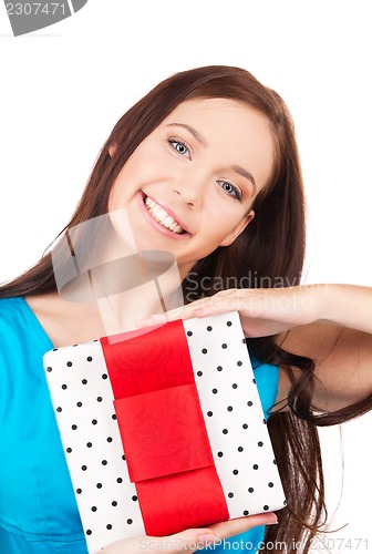 Image of happy girl with gift box
