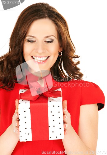 Image of happy woman with gift box