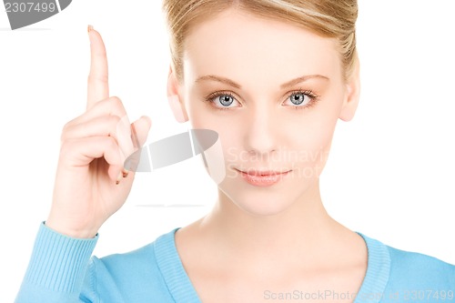 Image of woman with her finger up