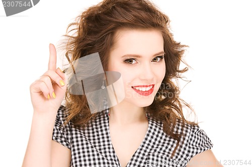 Image of teenage girl with her finger up