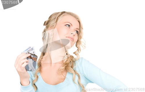 Image of lovely woman with purse and money