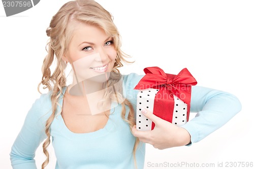 Image of happy girl with gift box