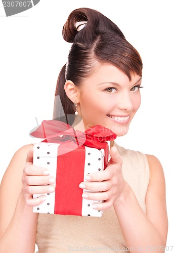 Image of happy woman with gift box