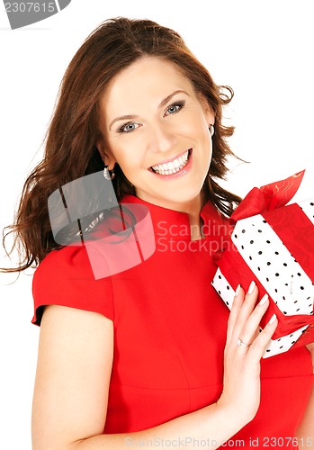 Image of happy woman with gift box