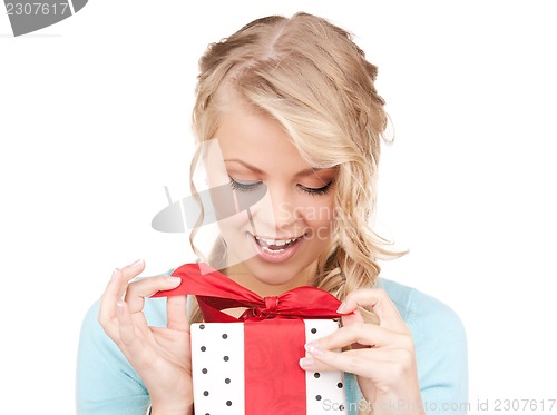 Image of happy girl with gift box