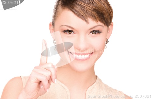 Image of woman with her finger up