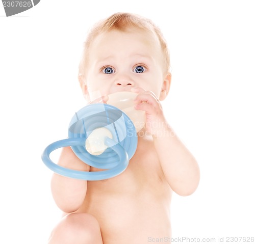 Image of baby boy with big pacifier