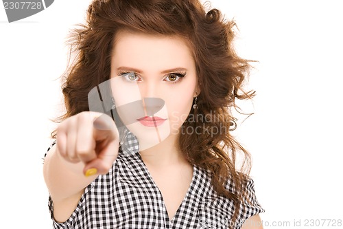Image of woman pointing her finger