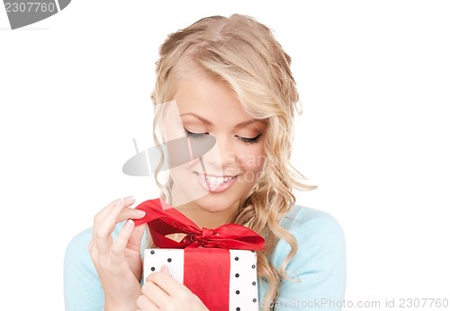 Image of happy girl with gift box