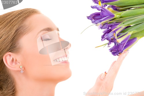Image of happy girl with flowers