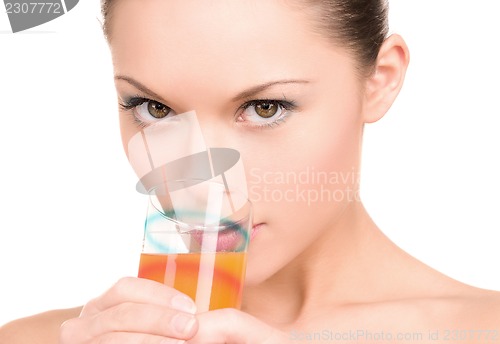 Image of lovely woman with glass of juice