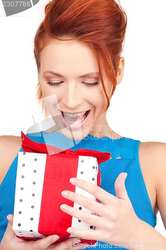 Image of happy girl with gift box
