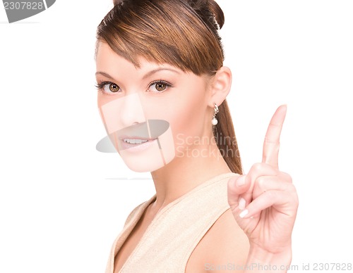 Image of woman with her finger up