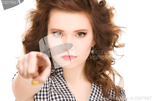 Image of woman pointing her finger