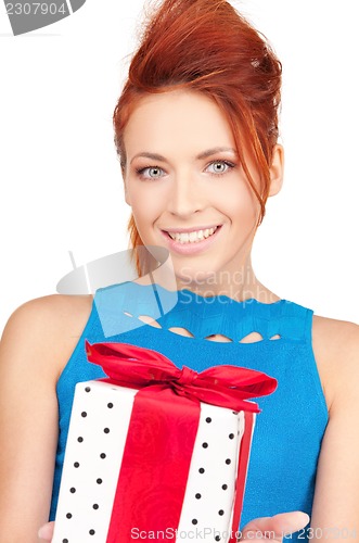 Image of happy girl with gift box