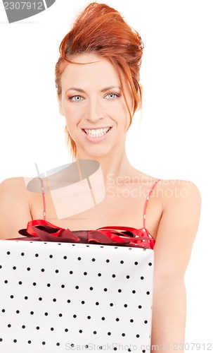 Image of happy girl with gift box