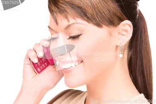 Image of happy woman with cell phone