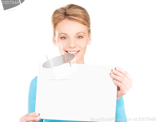 Image of happy girl with blank board