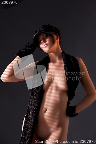 Image of woman in black astrakhan